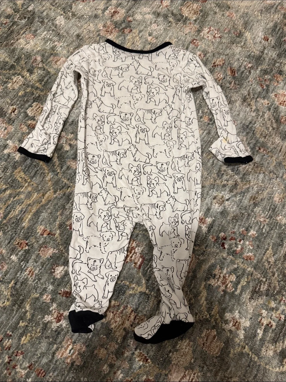 Magnetic Me White One-Piece with Black Puppy Line Print